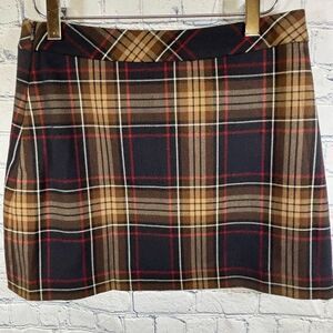 NWT Steve Madden Cameron Navy Tan Plaid Stretch Suiting Preppy Mini Skirt Size 0
